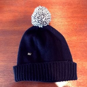 Marc Jacobs Black Beanie with Fur Pom